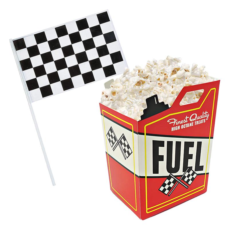 Paper Popcorn Box With Tote Bag Party Supplies Racing Boxes Packaging Grid Children s Birthday Flag Holiday Gifts Package Gift 6pcs