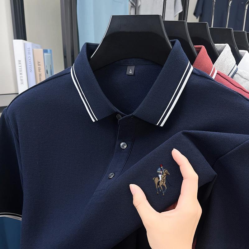 

100% pure cotton high-end new brand Paul embroidery POLO shirt summer high-quality men s golf business casual T-shirt short top XL темно-синього кольору