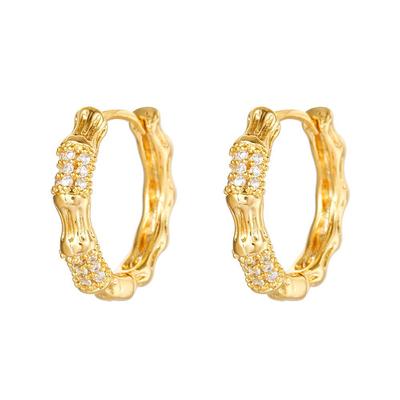 High-End Micro-Inlaid Zircon Copper Bamboo Earrings, Vintage Women'S Elegant Earrings, Earrings, Fashionable Earrings, Versatile Accessories