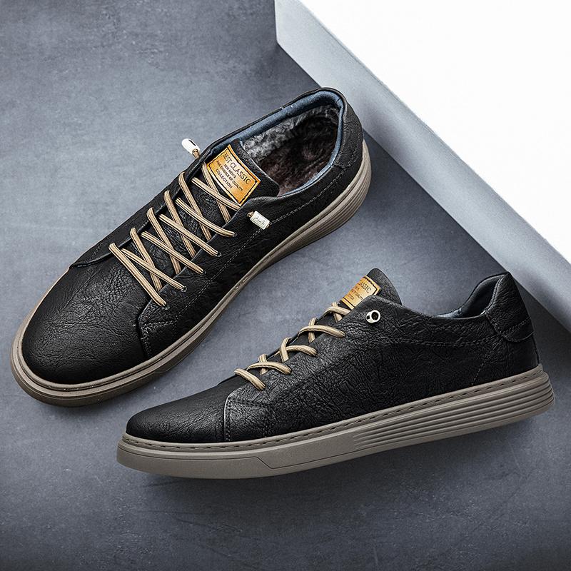 Men's Genuine Leather Casual Shoes White Lace Up Flats Shoes for Men Black Luxury Designer Sneakers Large Size: 36-47 Mo-43221