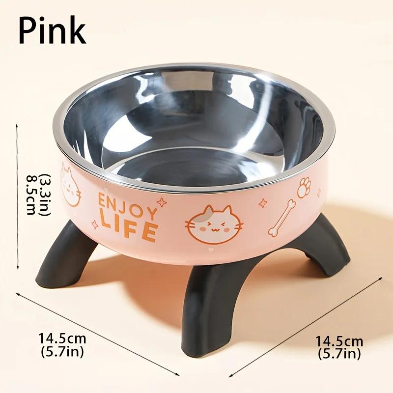 

Stainless Steel Pet Bowl – Anti-Tip Elevated Design with Non-Slip Silicone Base & Chew-Proof Edge for Small Cats/Dogs Feeding розовый