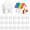 26sets Paper Gift Packaging Boxes with Handles and Window for Pet Dog Party House Shape White 10x12x18cm