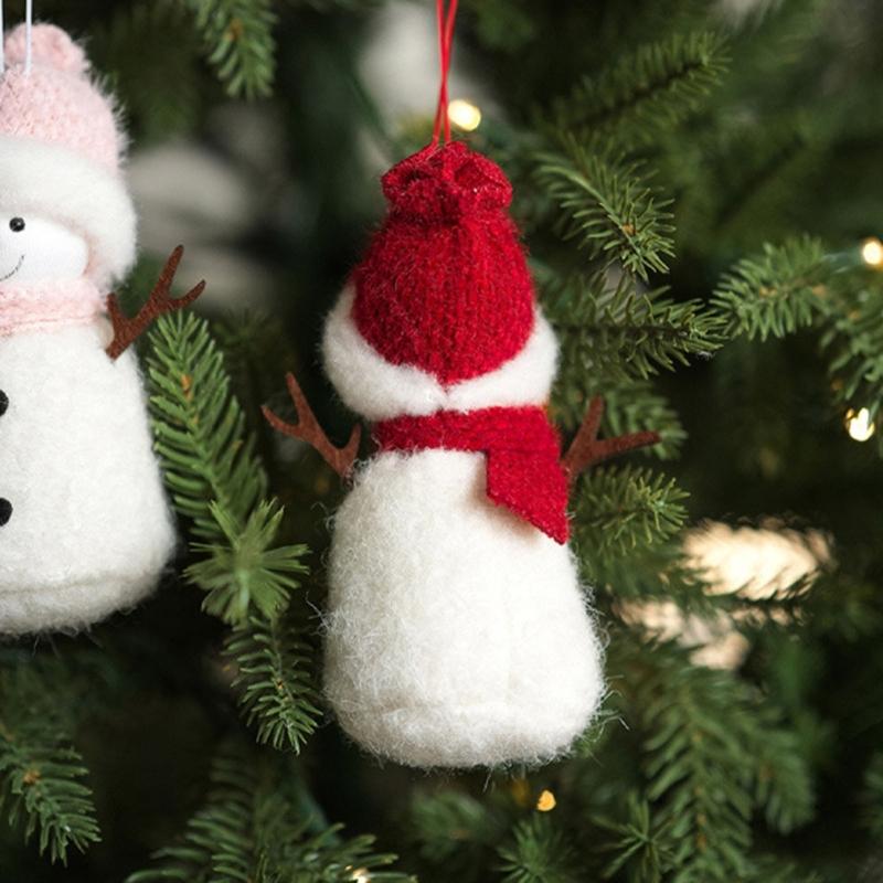 Seasonal Display Character Ornament, Soft Fabric Snowman Tree Decoration with Loop for Shelf Wreath and Winter Indoor Use