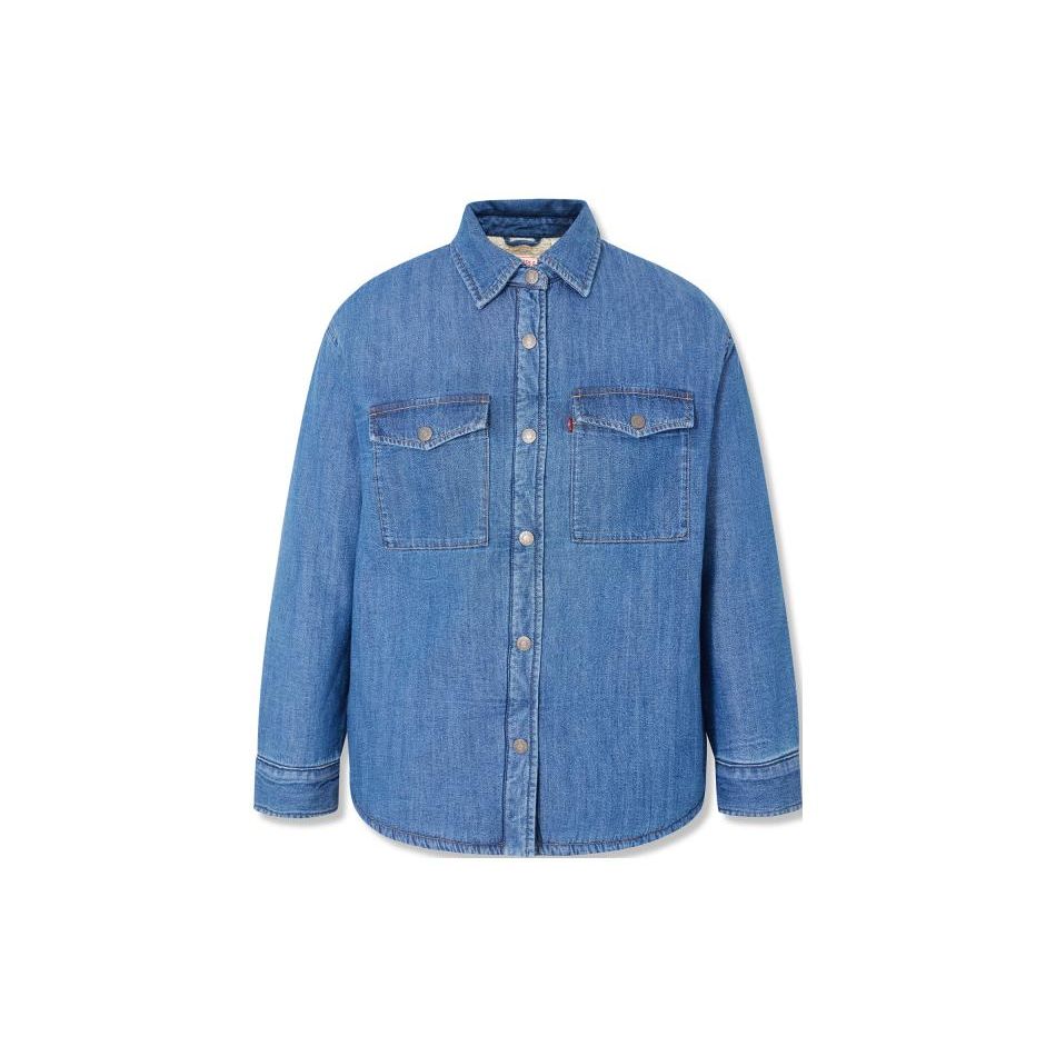 

Levis Рубашка женская с длинным рукавом из плотного выстиранного денима Синяя A7183-0002 S