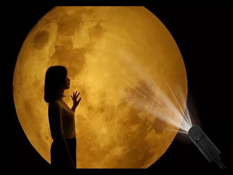 Moon Projection Lamp - Welcome Logo Starry Sky Night Light for Bedroom, Sunset & Background Lighting