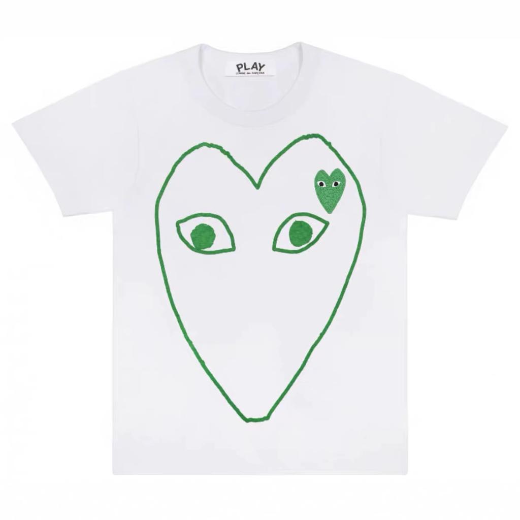 Unisex Crew Neck Short Sleeve Loose Fit Japanese Fresh T-Shirt Heart Geometric Print 100% Cotton Top