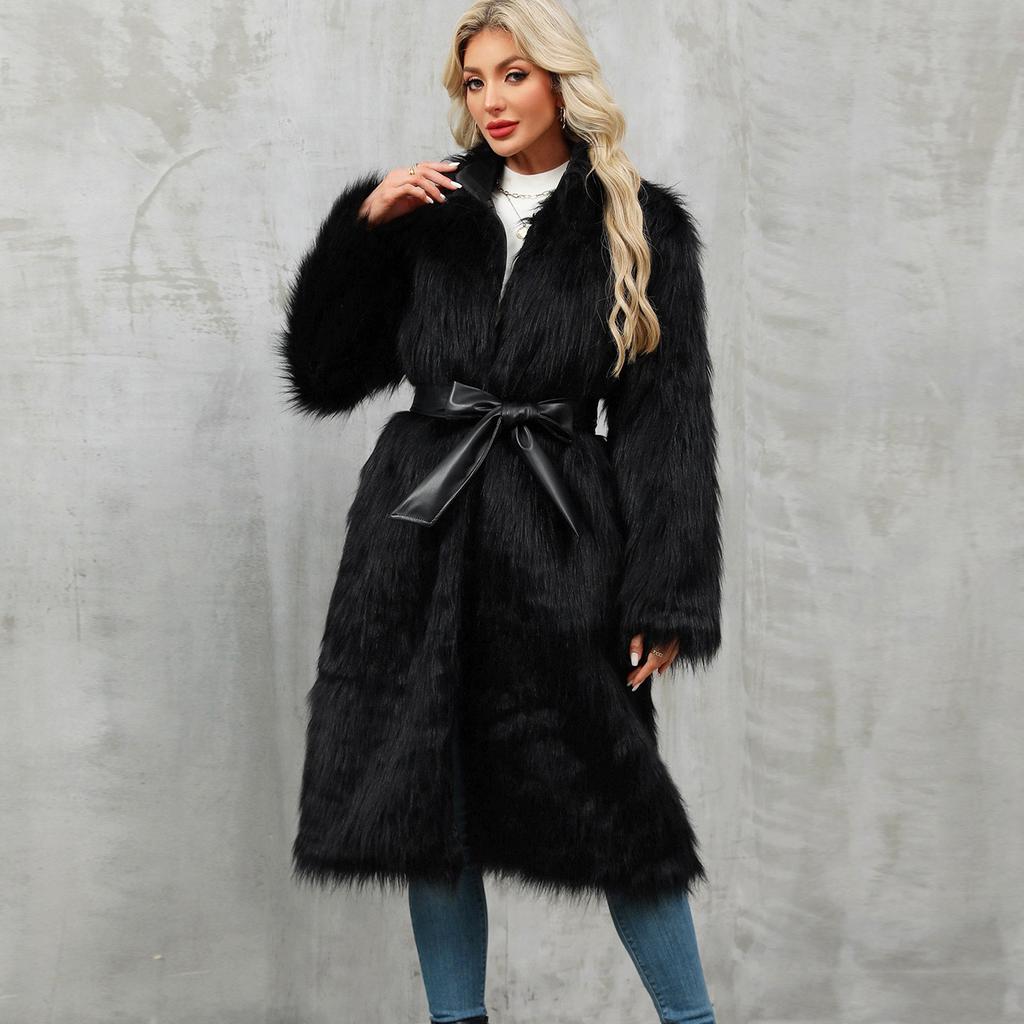 Women's loose-fitting plain-colored trench coat
