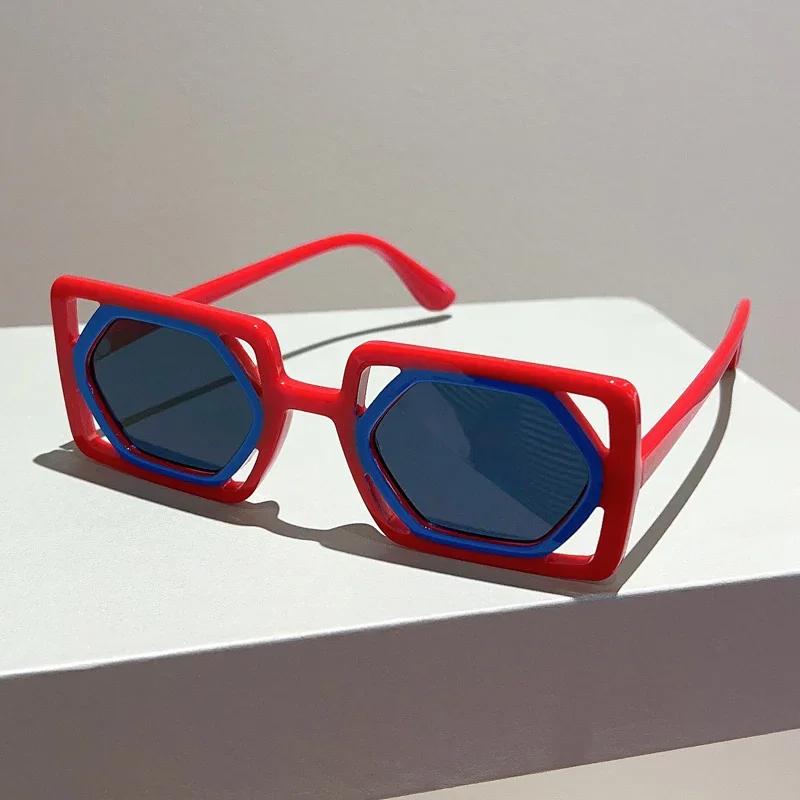 Retro Oversized Square Sunglasses Woman Man UV400 Unique Designer Gradient Sun Glasses Y2K Eyewear for Women & Men