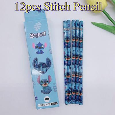 12 Piezas Figuras de Anime de Stitch Nuevas Dibujos Animados Punto Lápiz Estudiante Material Escolar Para Niños Lápices Lápiz Rodante Lápices Hb Mejor Regalo