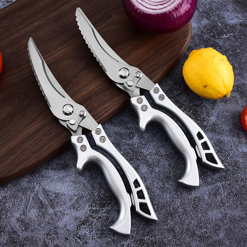 Heavy-Duty Stainless Steel Chicken Bone Scissors with Aluminum Handle, Multipurpose Kitchen and Household Use