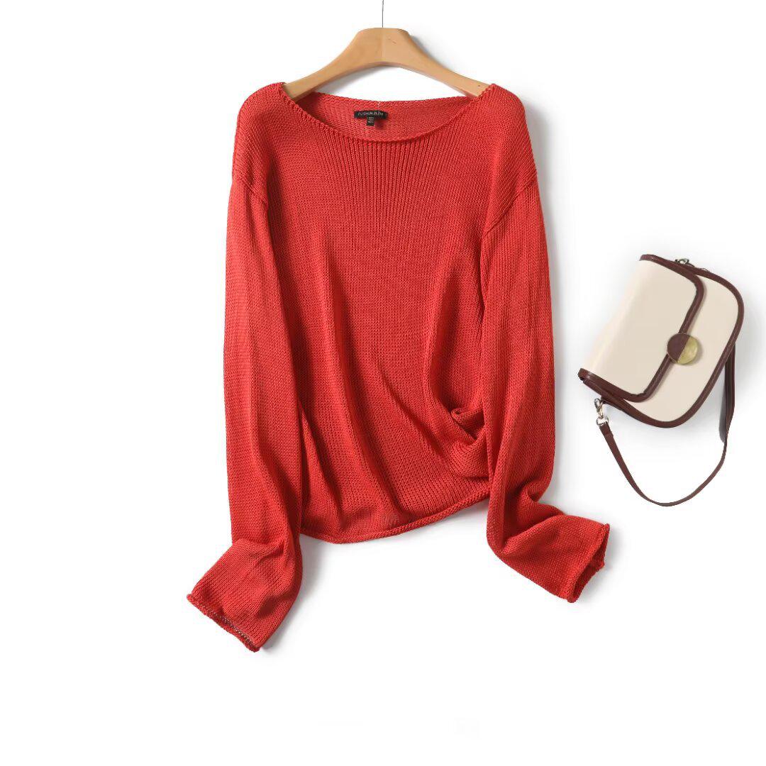 

Spring 2025 Women s Relaxed Fit Long-Sleeve Knit Pullover Medium