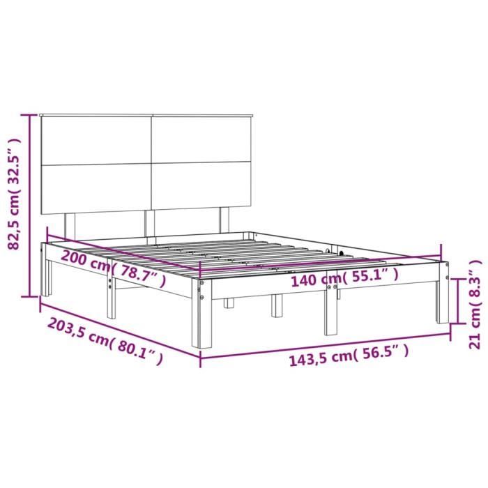 VidaXL Bed Frames with Headboard 140x200 Cm Solid Wood 3193661