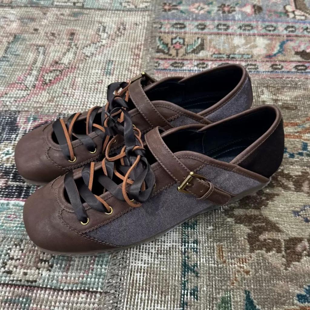 Fashion 2025 New Spring Mary Jane Cross Strap Flats Shoes Women Fashion Elegant Round Toe Ladies Comfort Soft Sole Ballerinas Shoes