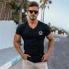 Muscleguys Mens  Pritned V-neck  Best Seller  Short Sleeve Comfortable T-shirt Cotton Fashion Casual Breathable Short Sleeve Tees