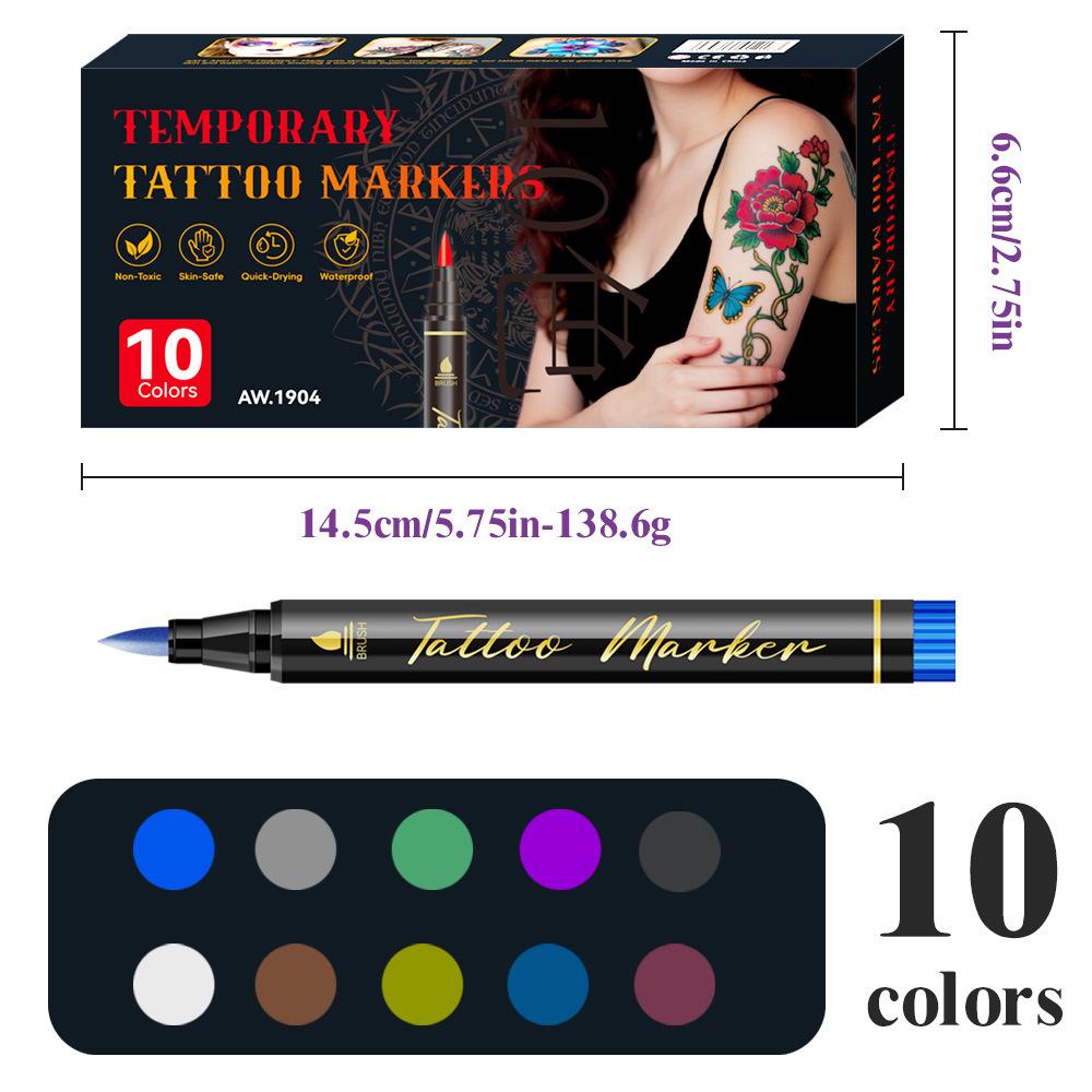 Heiß verkaufende Plastik-Tattoo-Marker, luftauslöschbares Papier, mittlere weiche Spitze, Körperbemalungsstifte für Urlaubsfeier, Hautgebrauch