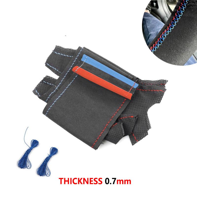 Car Styling Suede Leather Steering Wheel Cover Trim For BMW M Sport E81 E82 E87 E88 M3 E90 E92 E93 2008-2013 X1 E84 2011 2012