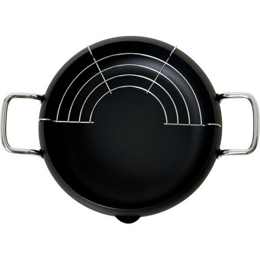 Nitori Stove Compatible Tempura 8942016 (NITORI) IH/Gas Double-Handled Pot, Black, 22cm,