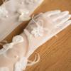 Mesh Bride Wedding Gloves Beautiful Bowknot Feather See-through Decor Gloves Pography Accessories