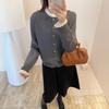 Winter Forest Style Lace Trim Knit Cardigan with 3D Flowers for Women
