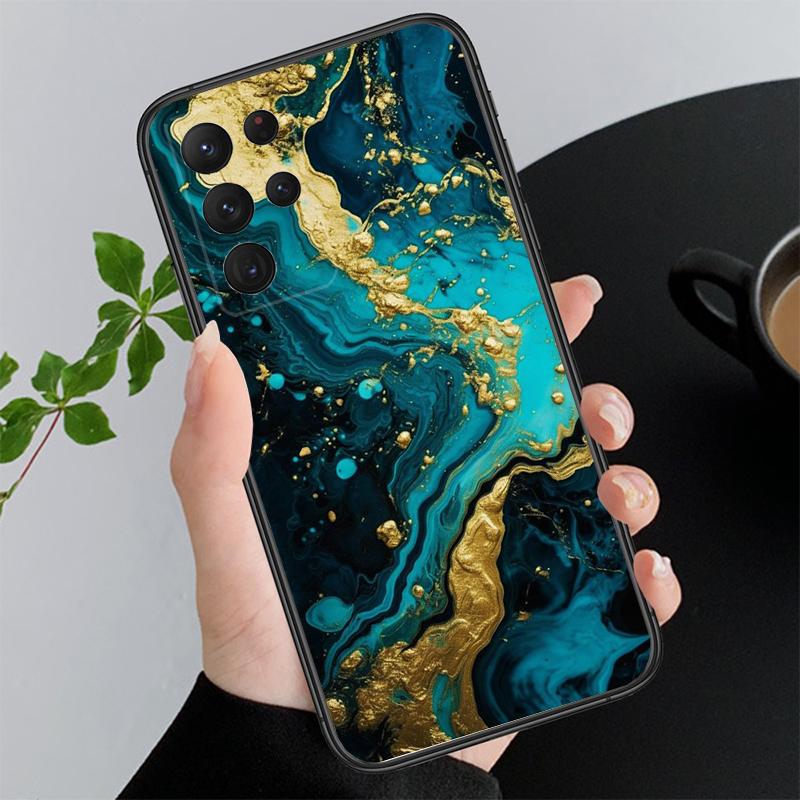 Grün-Gold-Marmor Handyhülle Für Samsung A52S A21S A33 A23 A35 A55 A14 A32 A52 A53 A54 A51 A71 A15