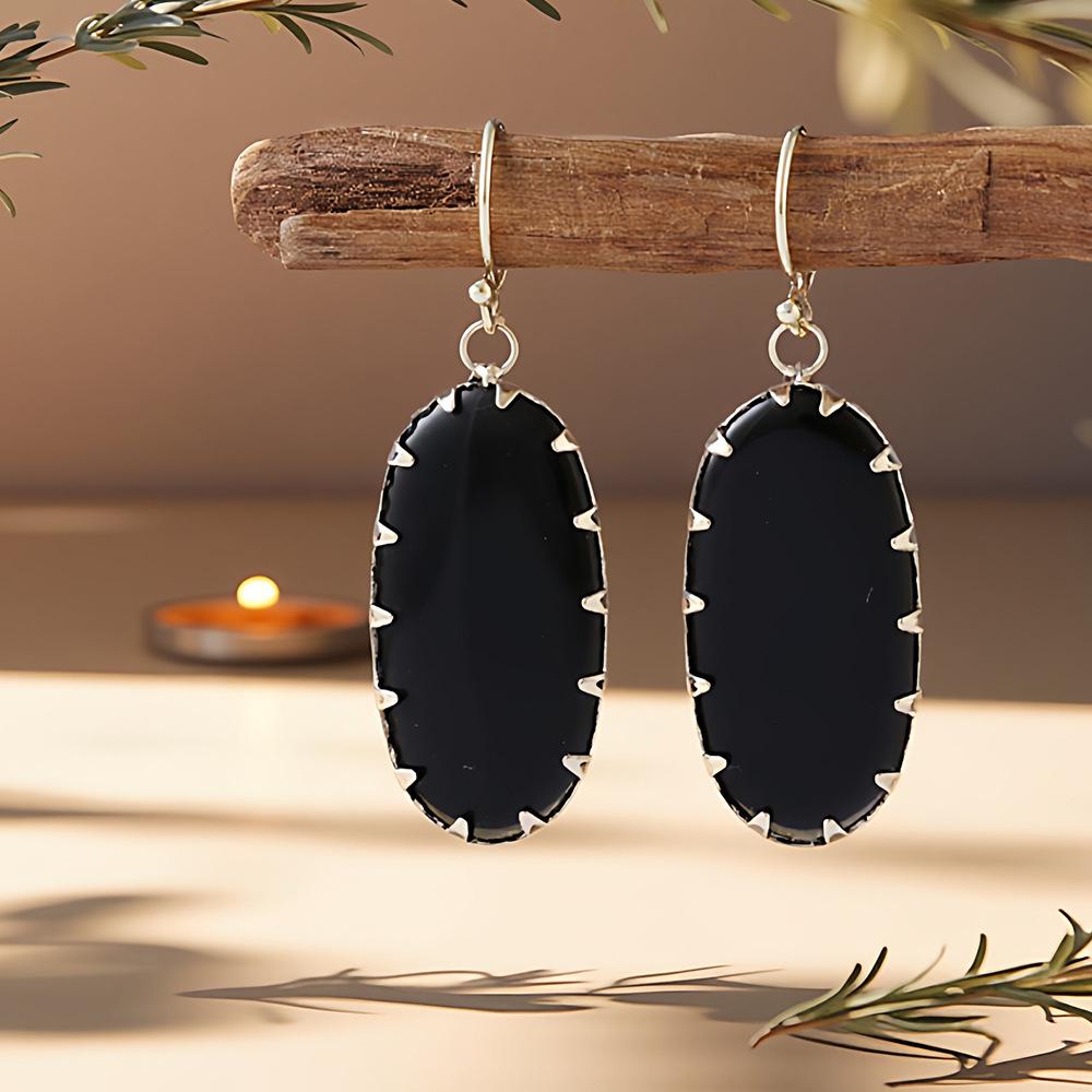 

Серьги из натурального камня и кристалла, геометрические, на крючках, серьги, японский и корейский простой дизайн, популярные ювелирные изделия
