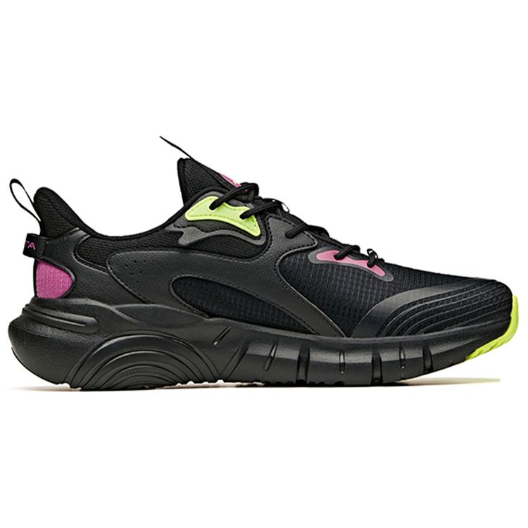 Anta Lightweight Shock Absorbing Low Top Running Shoes Men Sneakers Black Purple Green 912115510-4