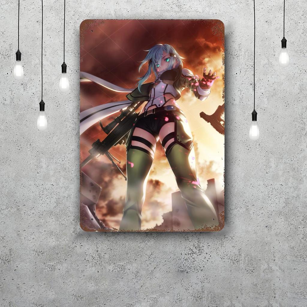 Sword Art Online Vintage Tin Sign Home Decor Wall Decor Art Wall Mural Room Decoration Decor Retro Metal Sign Plate Bar Posters