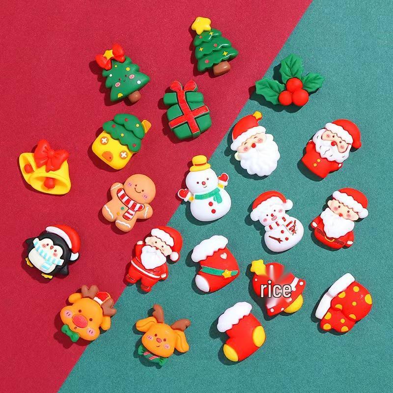 DIY Cartoon Santa & Reindeer Resin Accessories for Phone Cases & Hair Ties