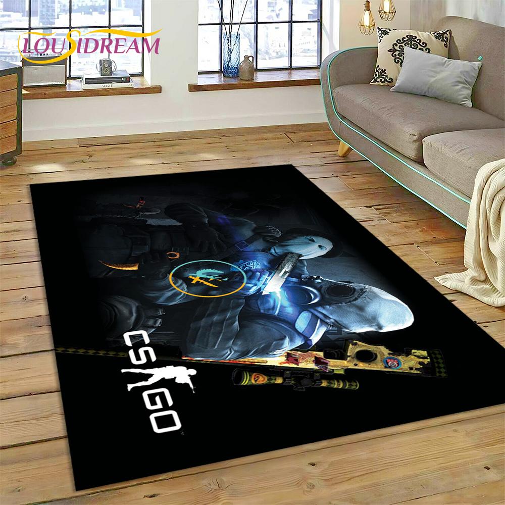 CS GO, Counter Strike Spiel Gamer HD Teppich für Wohnzimmer Schlafzimmer Dekoration, Bodenteppich rutschfeste Dekoration für Sofa Fußmatte Geschenk