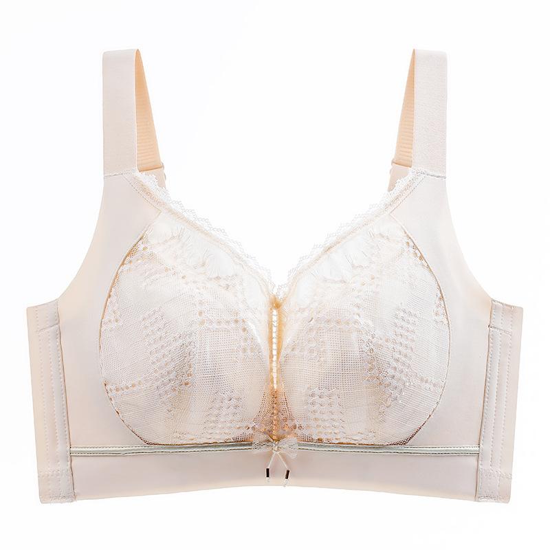 Große Größen Dessous für Frauen Dünner Schnitt Ohne Bügel Gerafftes Oberteil Stützend Anti-Hänge-BH