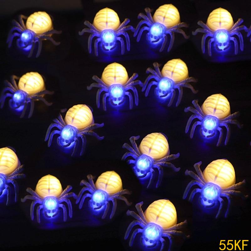 55KF 12Pcs Desktop LED Light Illuminated Spiders Night Light Decoration for Indoor
