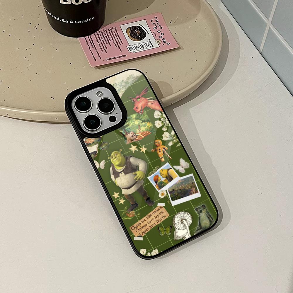 Cute Fun M-MovieS S-Shreks Back Phone Case for Iphone 17 16 15 14 Air 13 12 11 Pro Max Mini Plus Fundas Shell PC+TPU Cover