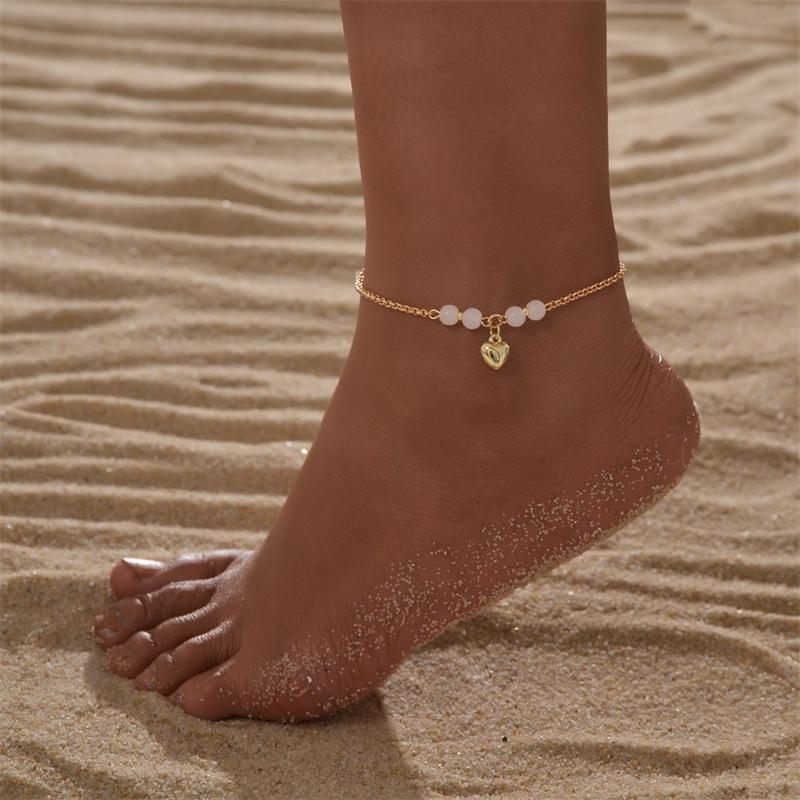Vintage Gold Color Double Layer Anklet for Women Star Pearl Starfish Zircon Pineapple Anklets Bracelets Foot Chain Beach Jewelry
