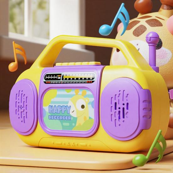 Dětské multifunkční rádiové hračky s hudbou, světlem, nahráváním, 6 anglických písniček, pro batolata, chlapce, dívky, kreslené žirafy, dinosauři, rádiové vzdělávací hračky