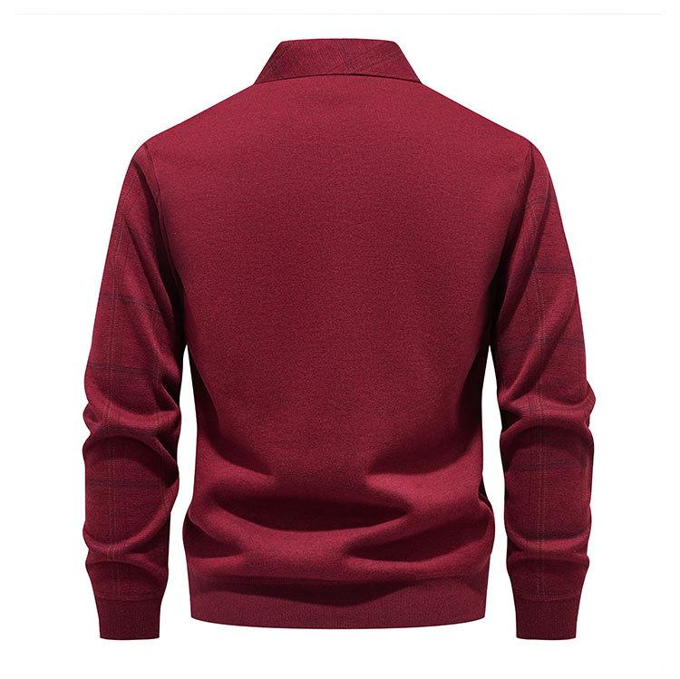Plush Shirt Men's Fake Two-Piece Knitted Shirt