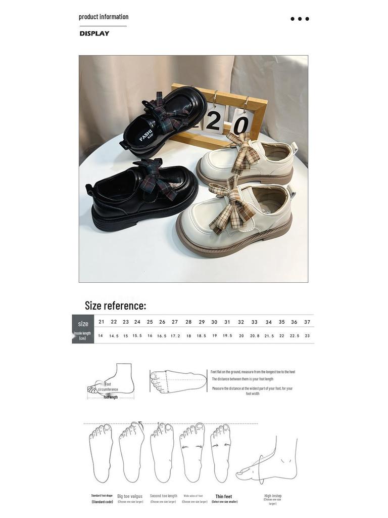 Chic Plaid Bow Korean Loafers for Girls: Stylish Princess Leather Shoes