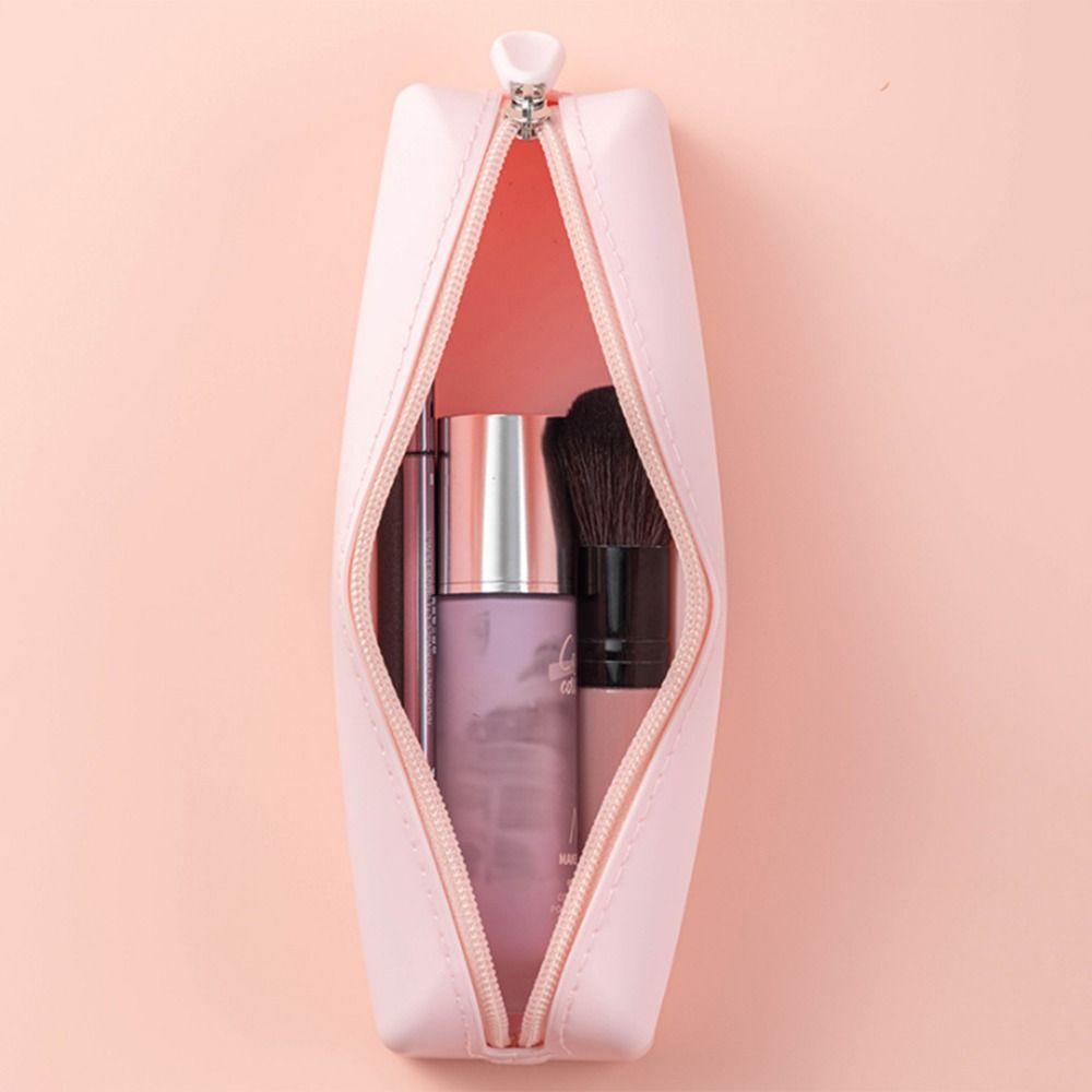 

with Zipper Pen Bag Silicone Cosmetics Storage Bag Durable Pencil Case Travel жовтий