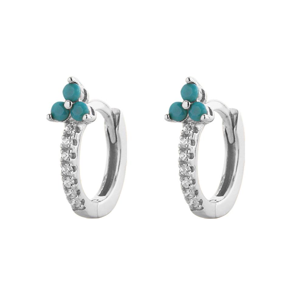 Elegant S925 Silver Turquoise Butterfly Studs & Four-Leaf Clover Earrings for Women