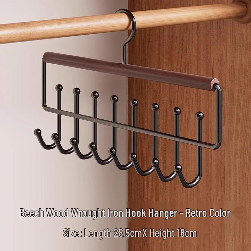 Solid Wood Multifunctional Suspender and Vest Hanger for Wardrobe or Dormitory