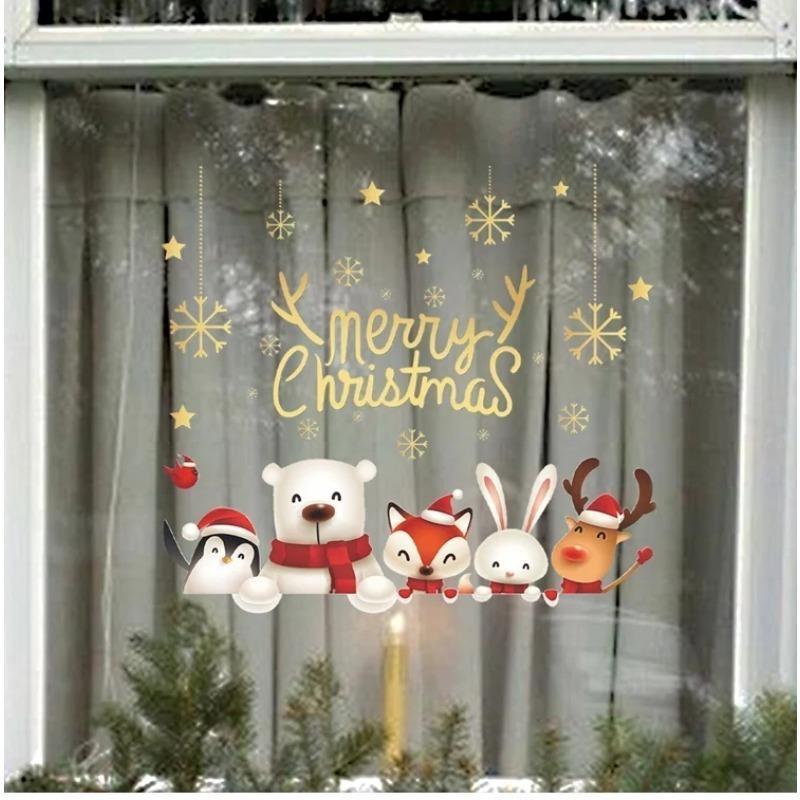Christmas Window Stickers Santa Claus Stickers Merry Christmas Decoration for Home Gift
