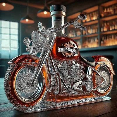 Butelka Whiskey w Kształcie Motocykla 11 Oz Nowatorska Szklana Karafka Grawerowanie 3D Kreatywna Dla Mężczyzn Motocyklistów/Miłośników Alkoholu Kolekcjonerów mniej