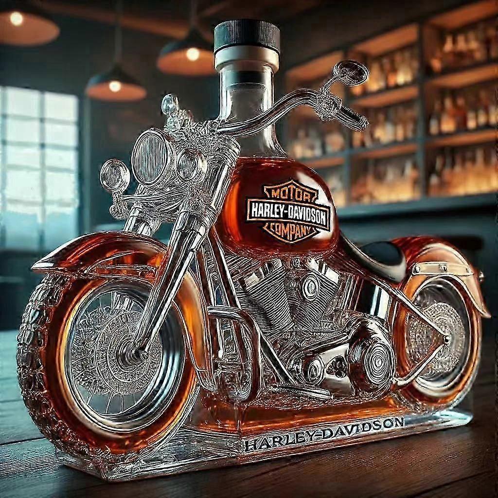 Whiskey Bottle Motorcycle Shape 11 Oz Novelty Glass Decanter 3d Engraving Creative For Men Motorcycle Rider/alcohol Lover Collector-jinmu3_siasd