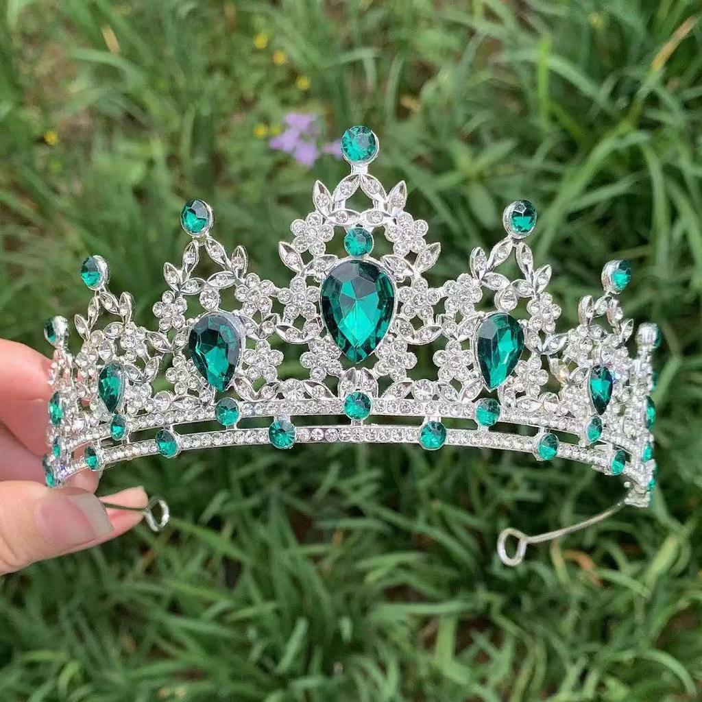European and American Bride Headwear Large Crown Fashionable Crystal Crown  Birthday Party Headband  Retro Queen Headband