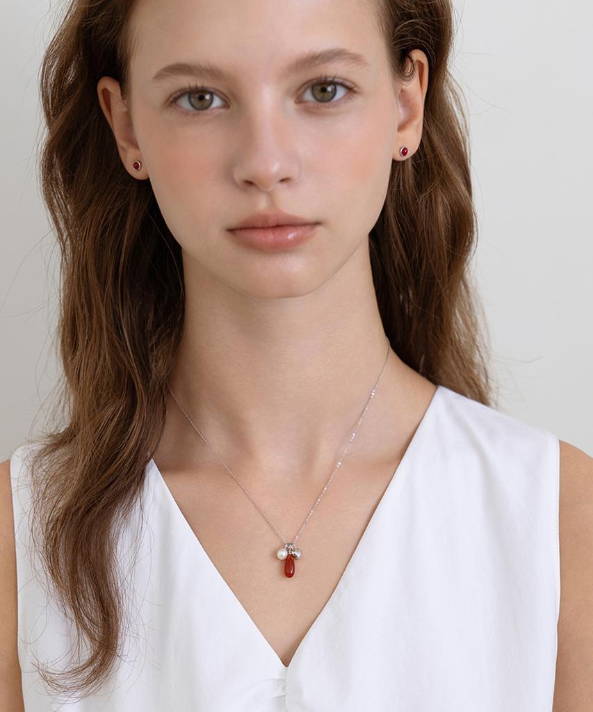 Tatiana (Silver 925) Trinity Charm Necklace Nz2531 Red