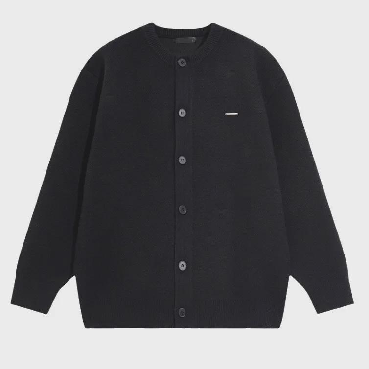 Men's 2024 Autumn/Winter High-End Knitted Stand-Up Collar Loose Cardigan Sweater