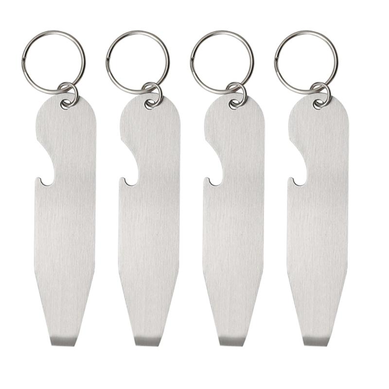 4Pcs Pocket Bottle Cap Opener Beverage Bottle Opener Keyring Stainless Steel Bottle Opener Keychain for Campings Parties 1