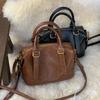 Retro Casual Women's Pillow Shoulder Bags Simple Portable Ladies Crossbody Bag Fashion PU Leather Female Bowling Purse Handbags