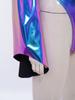 Body da Donna Lucido con Maniche Lunghe a Svasatura Zip Posteriore Invisibile Cutout Costume per Performance di Danza