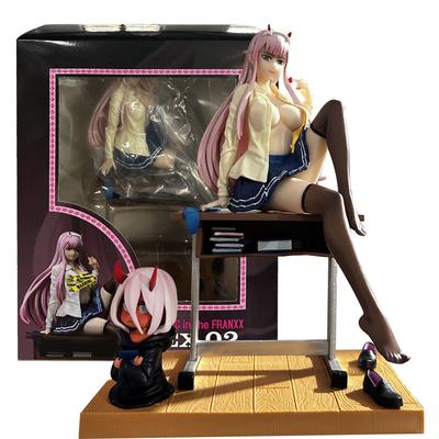25CM Anime Darling In the FranXX Figure 02 ZERO TWO School Uniform Black Stockings Ver Childhood Model Toy Beautiful Gift PVC Standing
