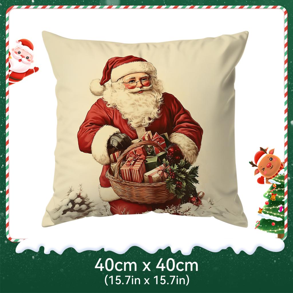 Vintage Style Christmas Pillowcase Printed Polyester 40/45/50Cm Throw Pillowcover Decorative Sofa Cushion Pillowslip Home Decor